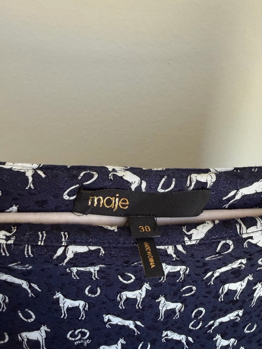 Maje Navy Blue Horse Print Midi/Maxi Skirt - Picture 2 of 9